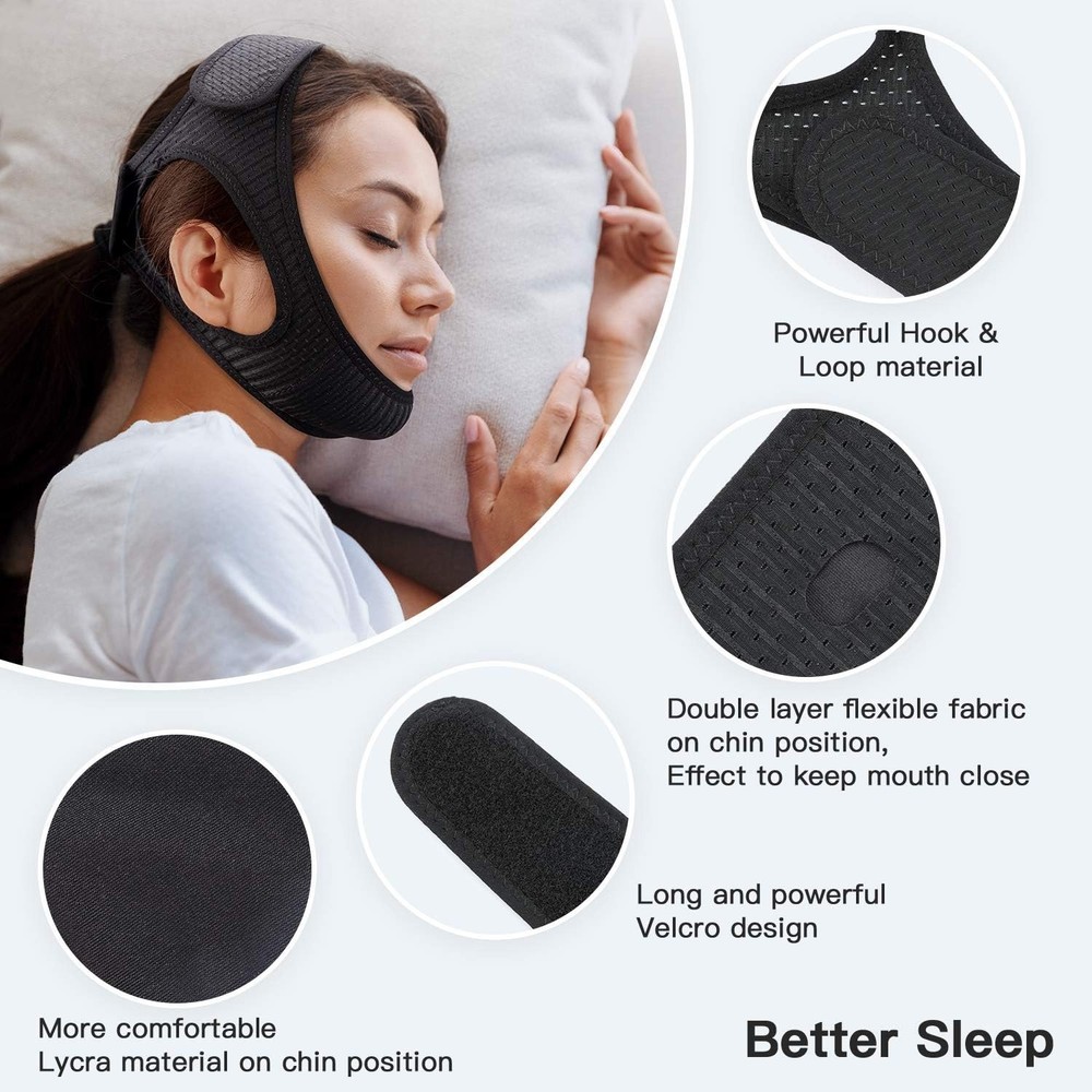 Comfortable Anti Snore Chin Strap - Washable, Adjustable Snoring Solution