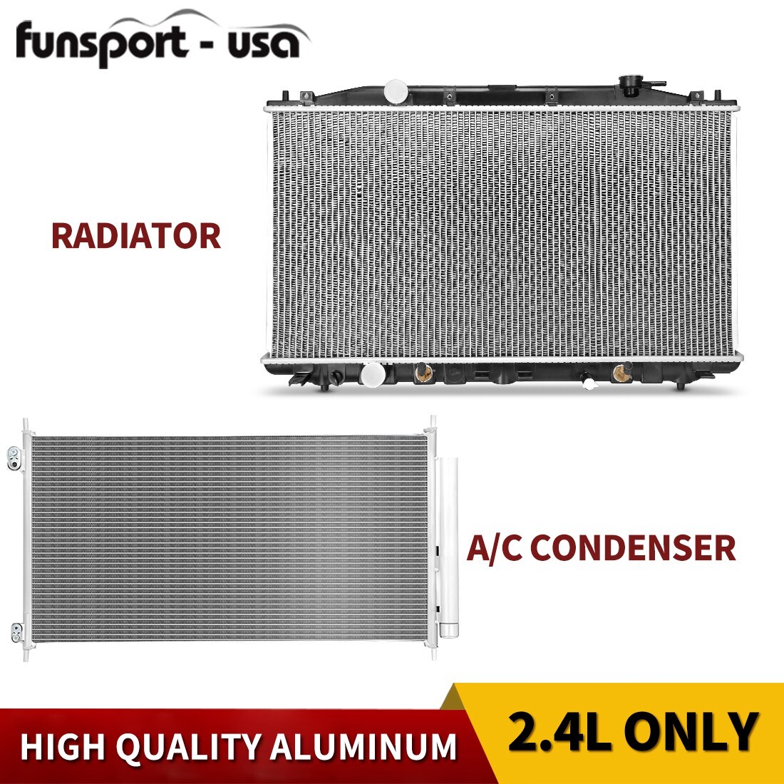 Radiator + AC Condenser for 2008-2012 Honda Accord / 2012-2015 Crosstour 2.4L