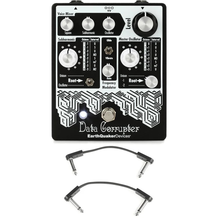 EarthQuaker Devices Data Corrupter Harmonizing Pedal with EBS Patch Cables