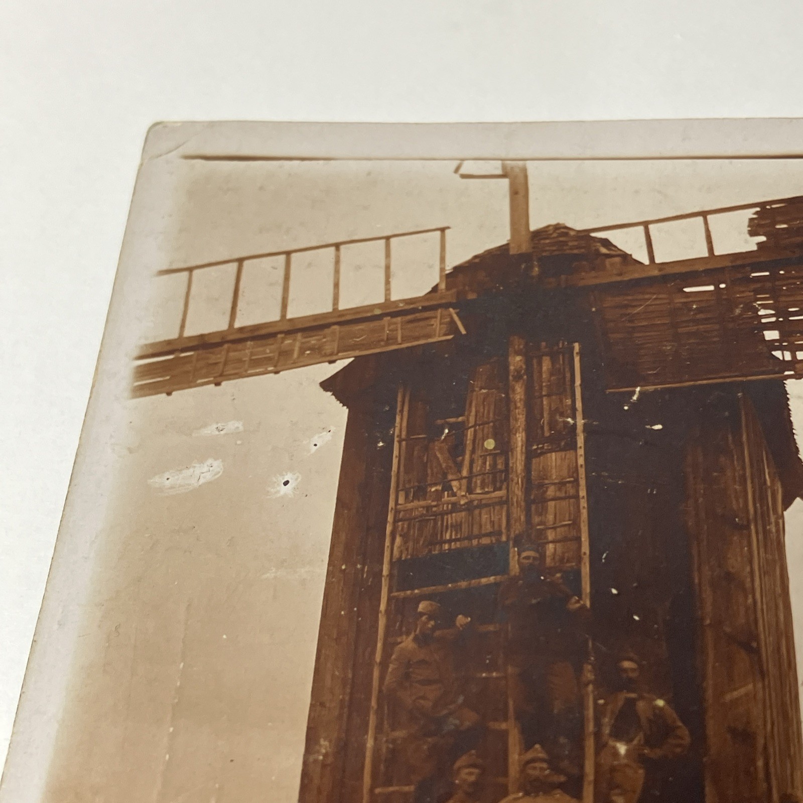 World War I WWI RPPC Photo Postcard Military Soldiers Windmill