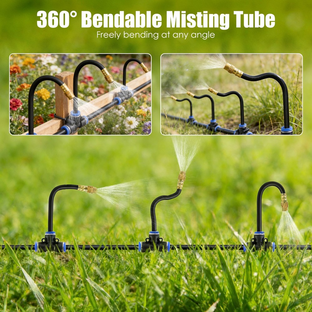 49Ft 360° Bendable Drip Irrigation System Kit Automatic with 20PCS Mist Nozzles