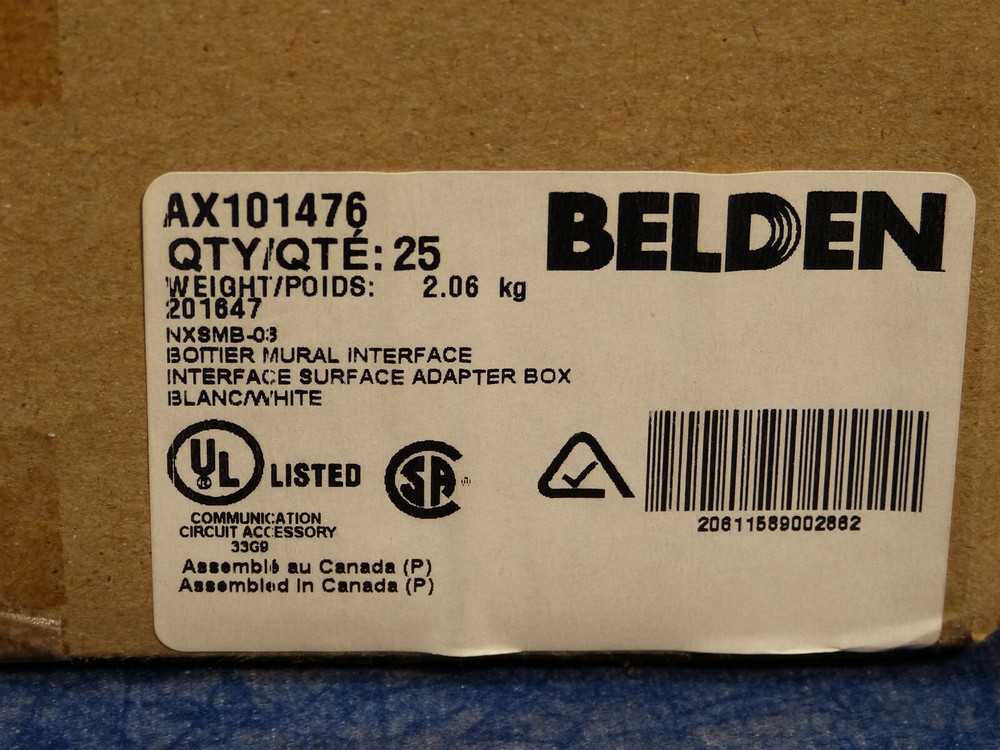 Belden AX101476 Single Gang Interface Surface Adapter Box, 25pack (H21)