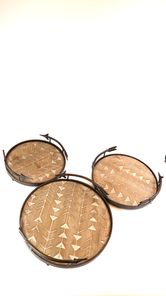 Set of 3 Round Decorative Serving Trays