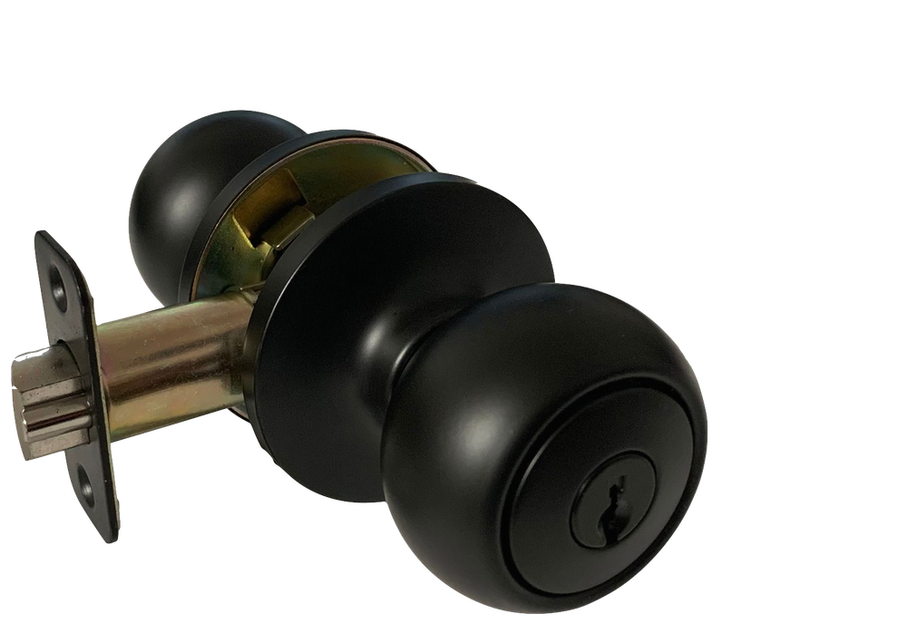 Entry Entrance with Deadbolt Black Door Lock Locks Knob round knobs Keyed