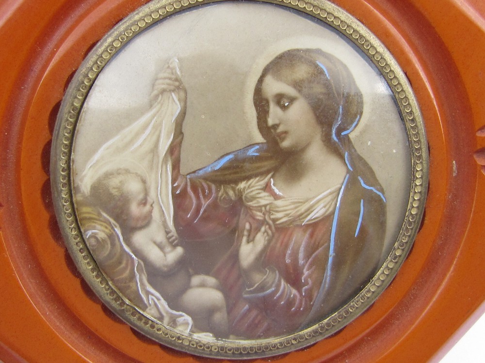 Vtg Translucent Marbled Catalin Bakelite Religious Catholic Picture Frame 77g
