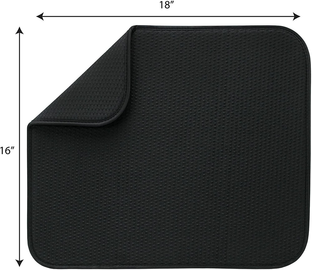 Envision Home 16" x 18" Microfiber Dish Drying Mat, Cream