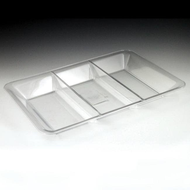 Clear Plastic Sectional Tray 9.5" x 14" Rigid Plastic Serving Tableware Supplies