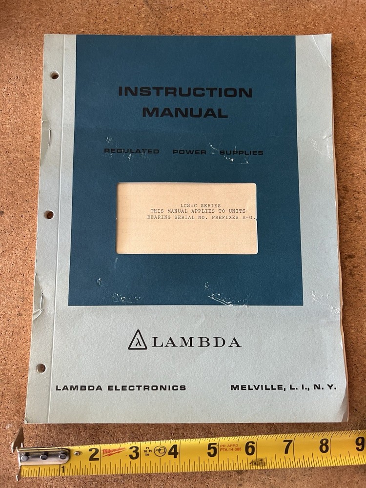 Vintage Lambda Regulated Power Supply Original Manual Model LCS-C Series