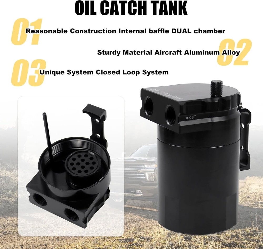 RULLINE Oil Catch Can Compatible with 2014-2018 Chevy Silverado 1500 Basic