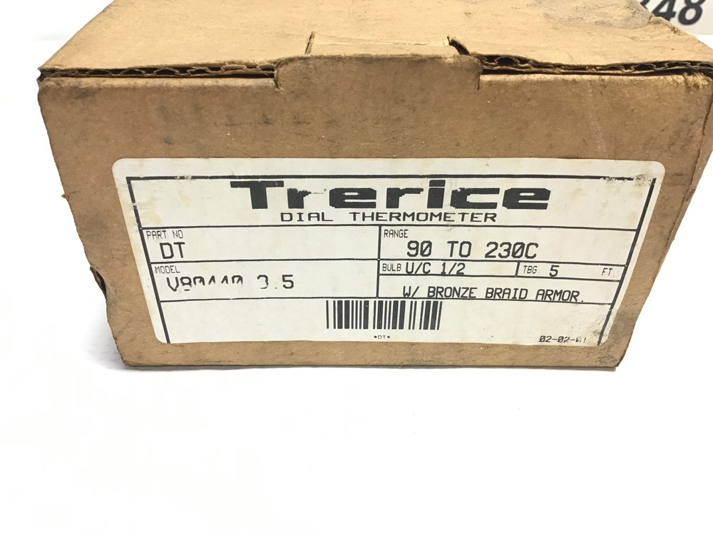 Trerice V80440 Dial Thermometer with Bronze Braid Armor Range 90-230C