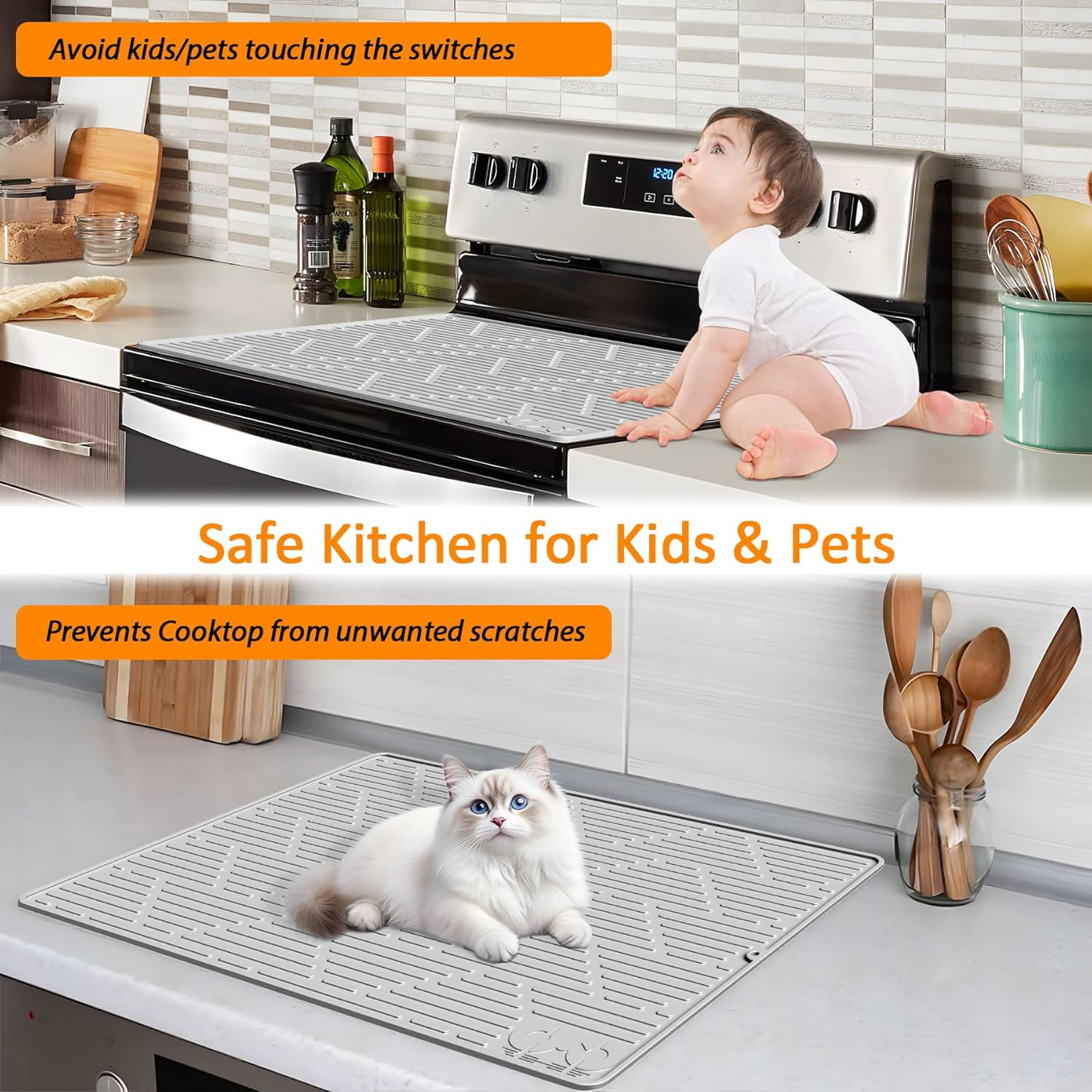 Stove Top Cover for Electric Stove 28X20'' Large Heat Resistant Silicone Stov...