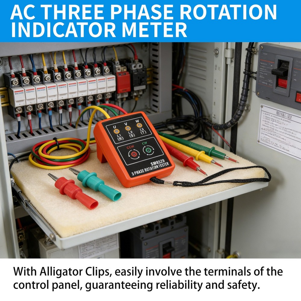 Indicator Meter Phase Sequence Tester LED Buzzer with Portable Bag R3B68694