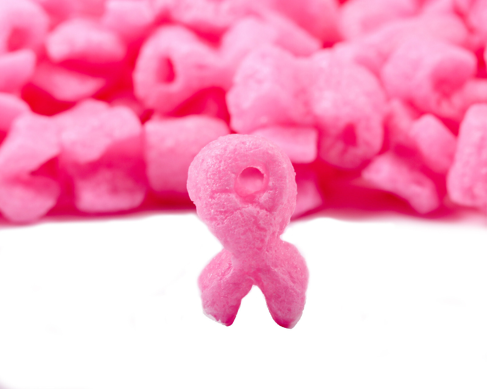FunPak Packing Peanuts Pink Ribbon Shape MiniPack .6 cu ft Biodegradable