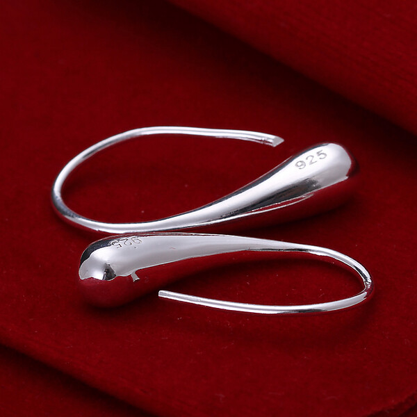 2PCS 925 Sterling Silver Threader Drop Dangle Hook Earrings teardrop hanging