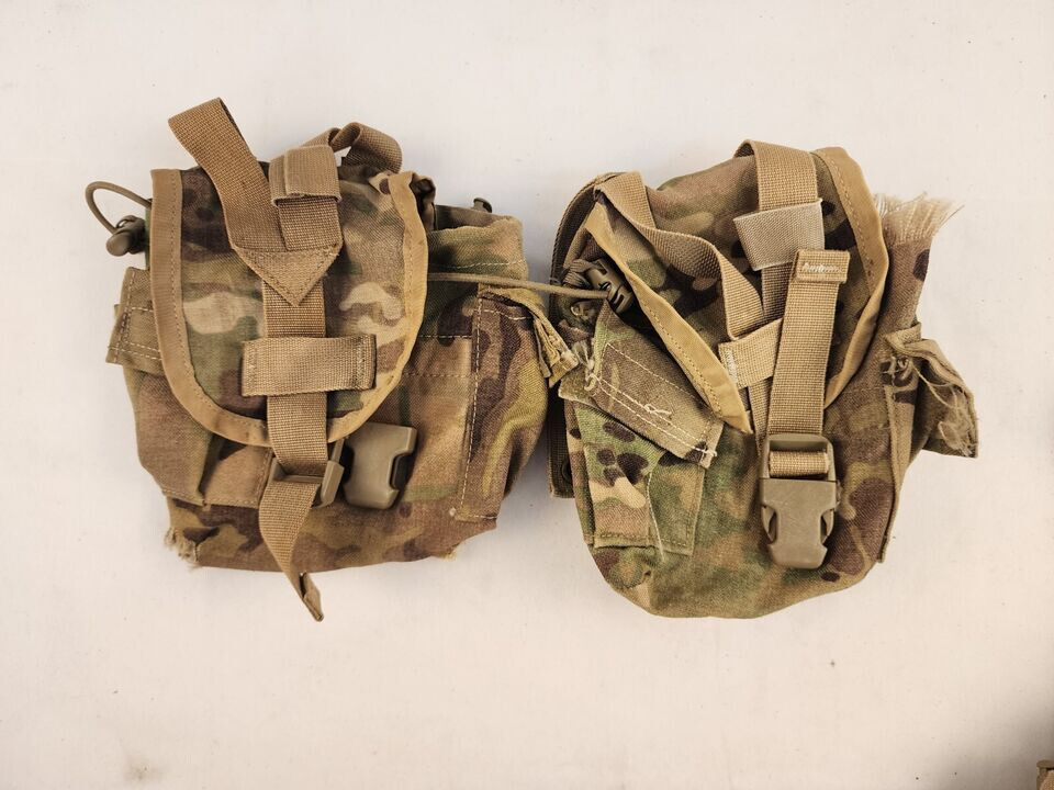USGI Lot Of 2 OCP Multicam Molle Canteen Pouches (DEFECT / FOR REPAIR)