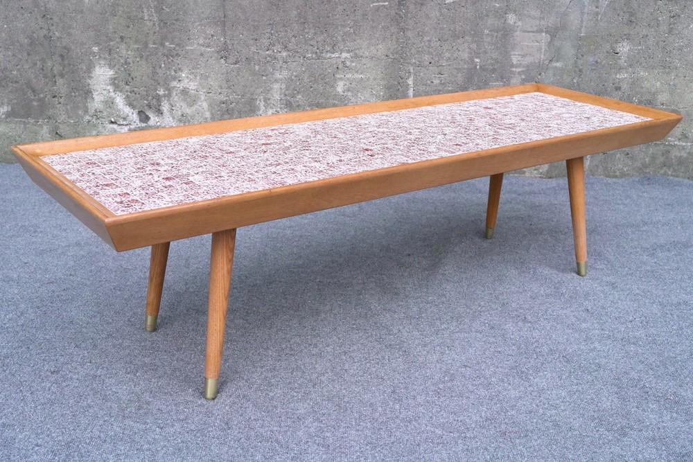 Mid Century Modern Marshall Studios Style Mosaic Tile Top Coffee Table