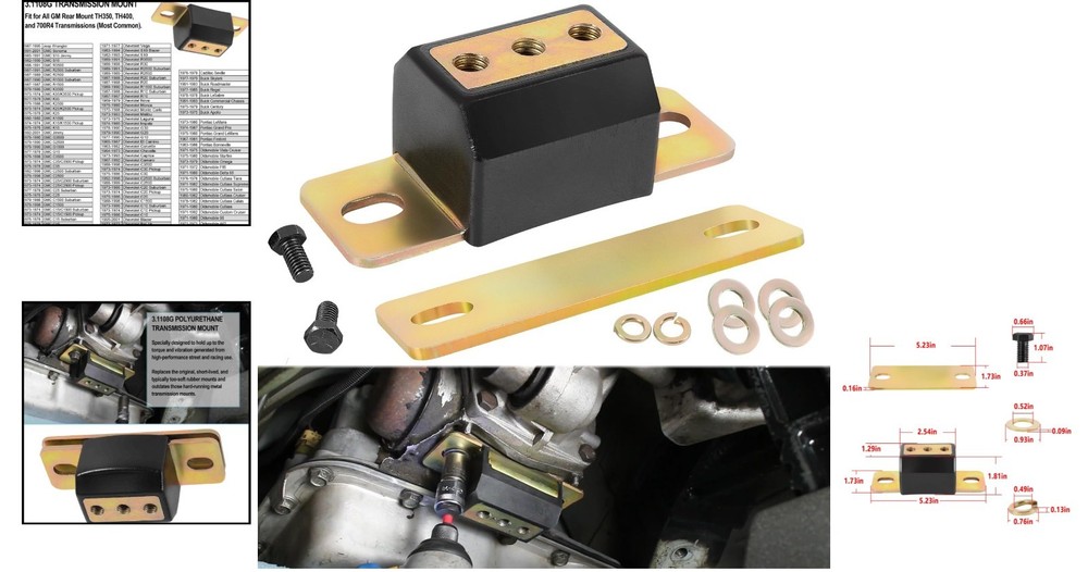 Robust GM Transmission Mount - Polyurethane Bracket Set for TH350, TH400, 700R4