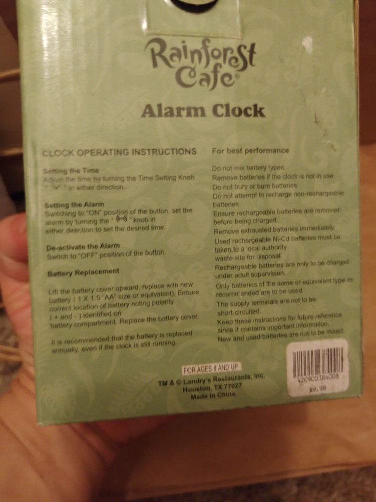 Rainforest Cafe Double Alarm Clock NIB