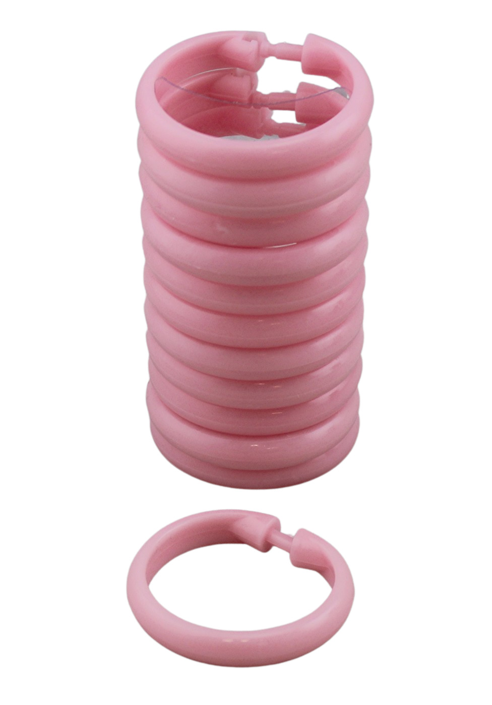 12 Piece Plastic Locking Hook Set Easy Gliding Shower Curtain Rings Pink