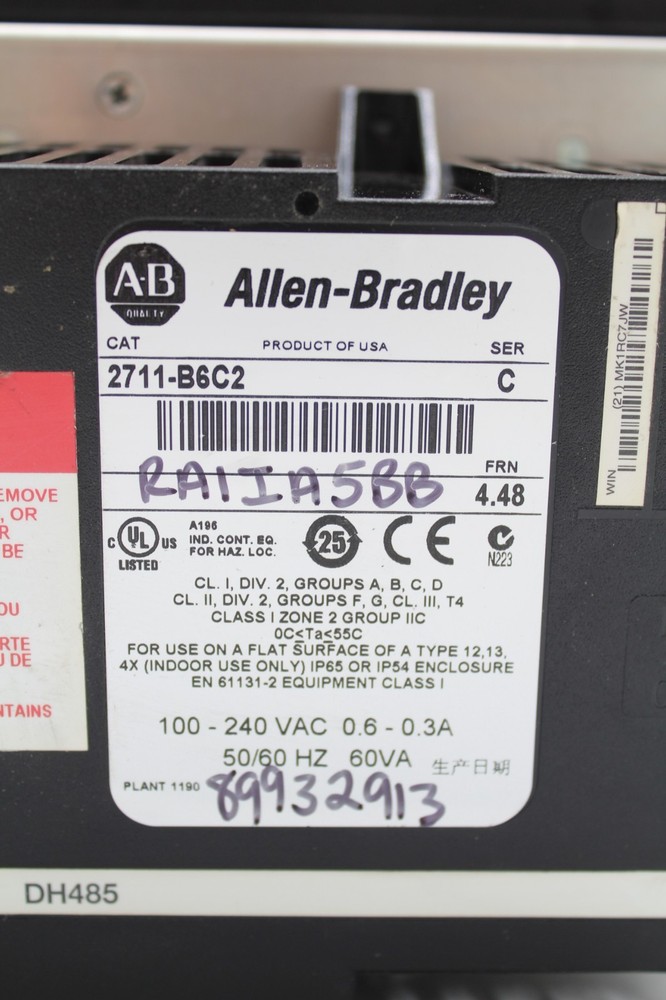 Allen-Bradley 2711-B6C2 /C PanelView 600 5.7" Operator Interface Panel