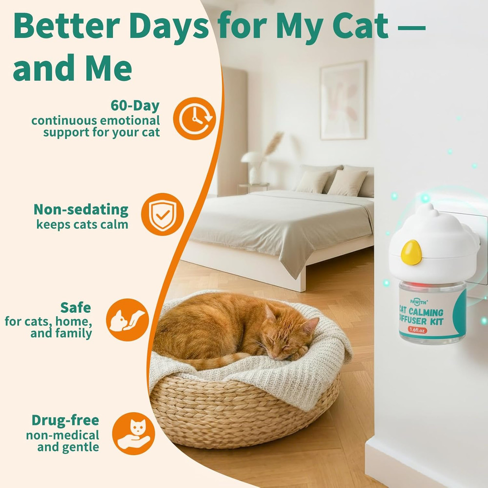 Cat Calming Diffuser with Pheromones – Cat Pheromone Diffuser for Cats, Helps Re