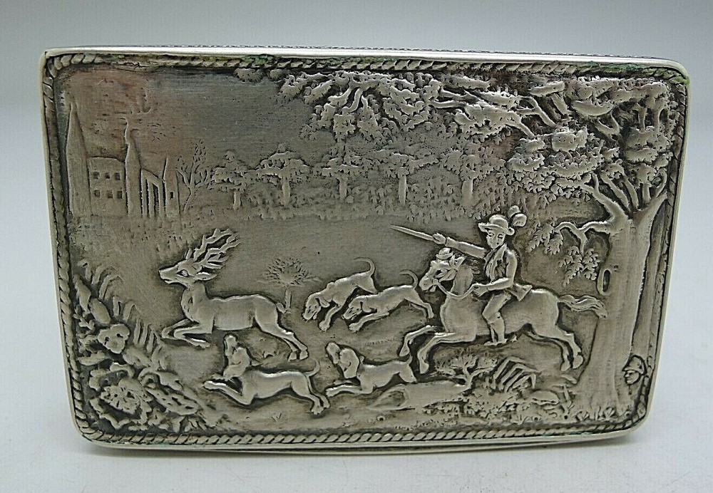 CZECHOSLOVAKIA RARE c.1880 SOLID SILVER DOUBLE SIDED SNUFF BOX RARE FIND