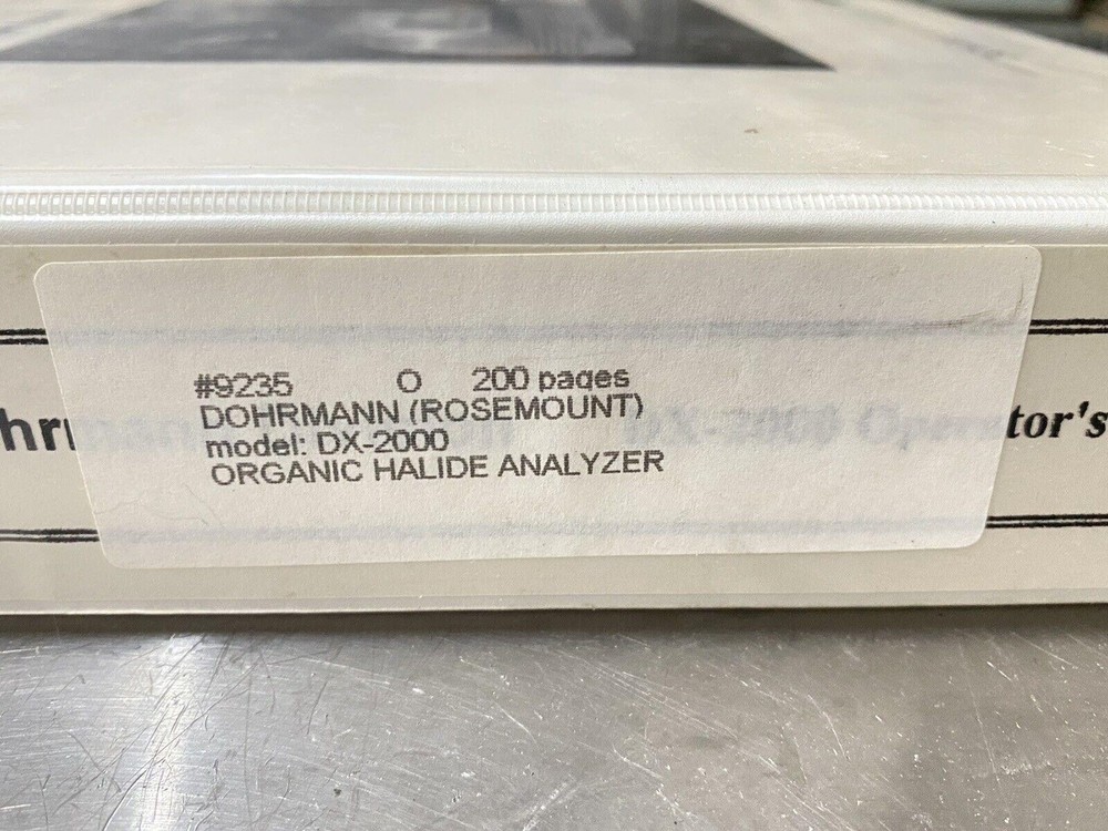 Dohrmann DX-2000 Organic Halide Analyzer - Users Guide / Instruction Book