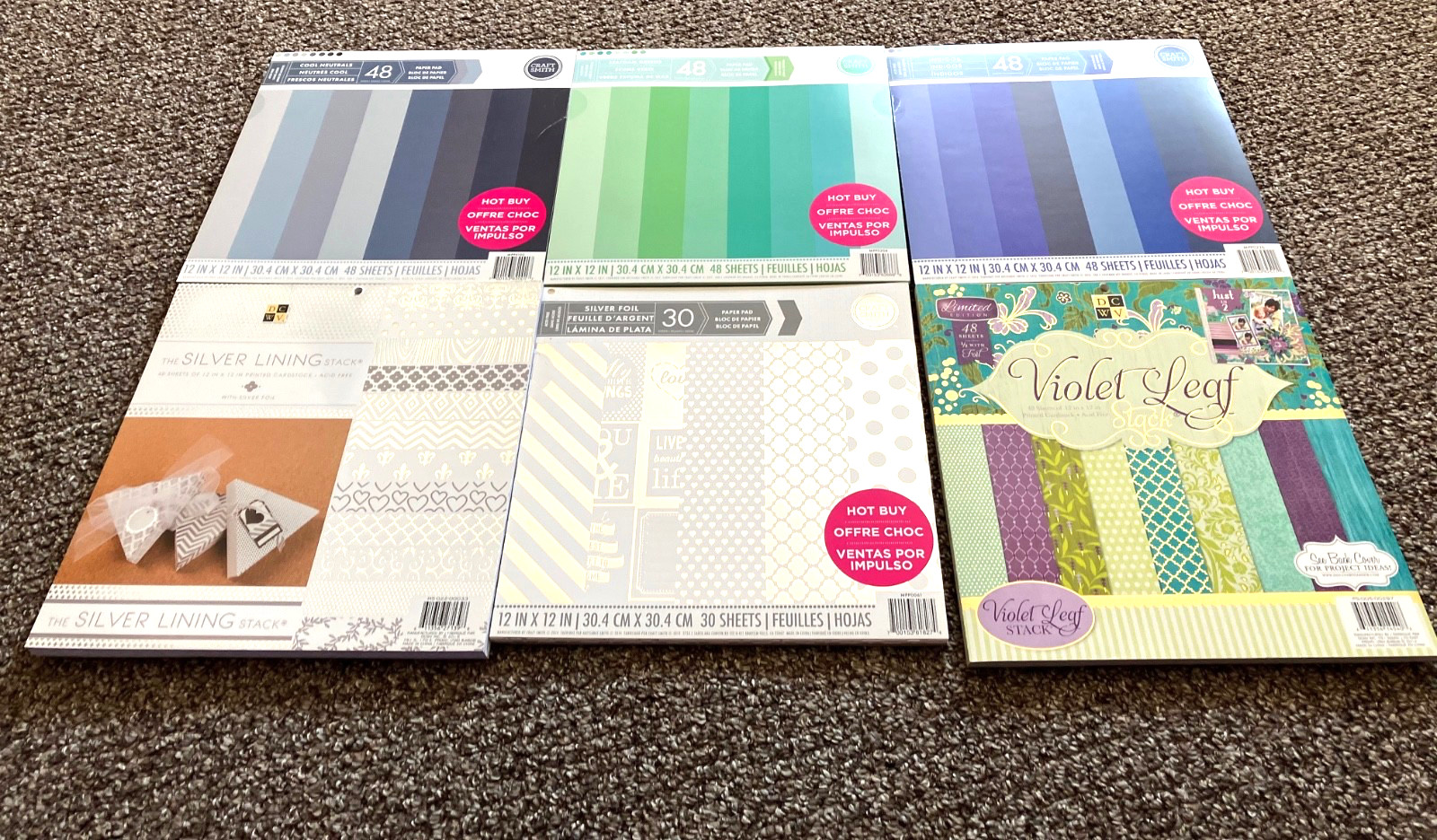Huge Lot 6 Scrapbook Paper Book Pads 12x12 Wt 11 Pounds Crafts Cards Solid Foil