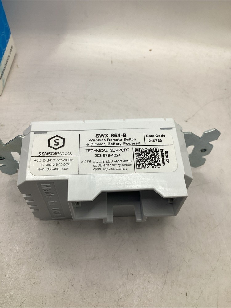 SensorWorx SWX-854-B-WH Wireless Remote Switch & Dimmer 4 Button *missing parts*