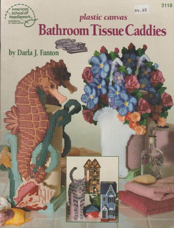 VTG!!! OOP!!! PLASTIC CANVAS BATHROOM TISSUE CADDIES SUPER CUTE PROJECTS