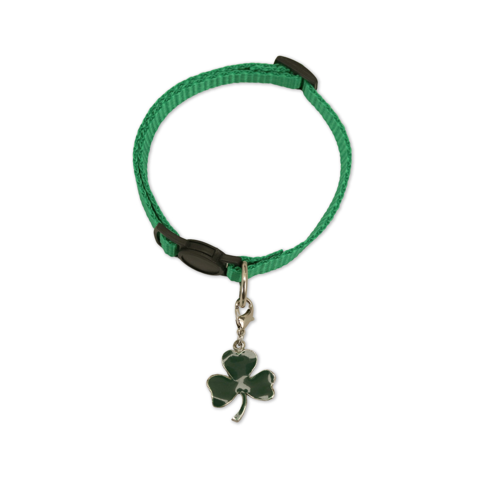 Green Cat Collar Green Shamrock Charm Safety Breakaway Adjustable Neck -CC-1037