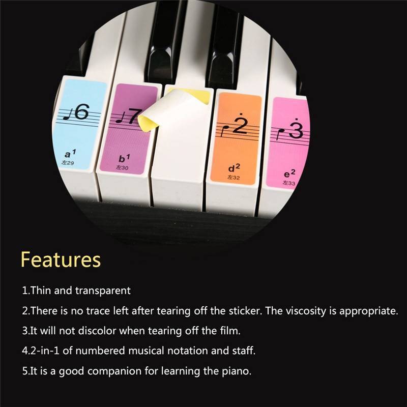 1Set 88-Key Electronic Keyboard Piano Learning Key Beginner Note Sticker Labels-