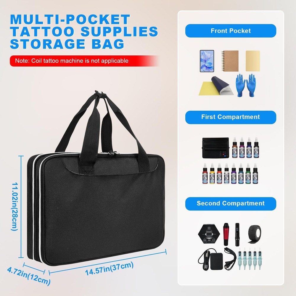Tattoo Carrying Case, Supplies Organizer, Double Layer Tools...