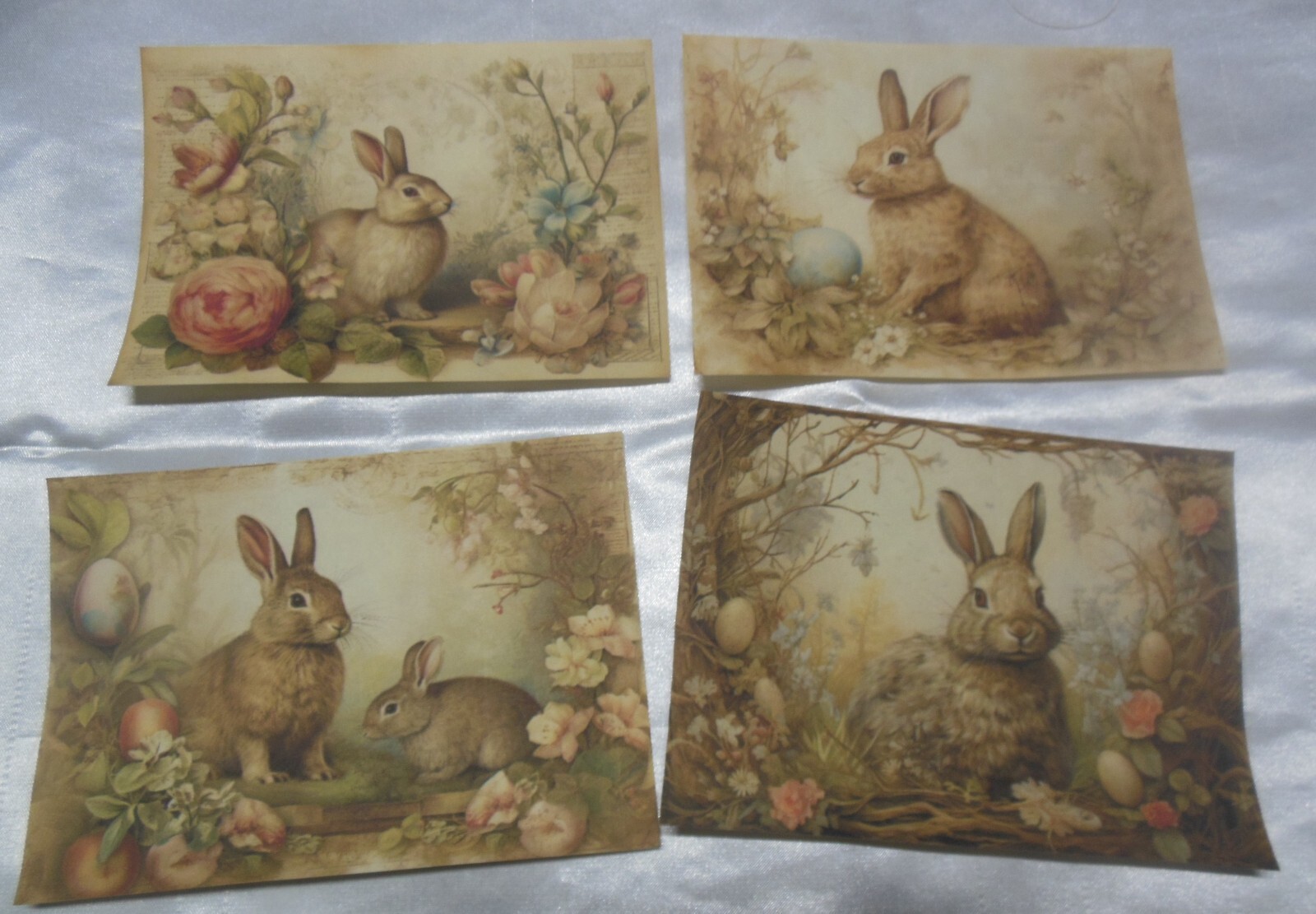 Set of 16 LARGE Victorian/Vintage Easter Bunny with eggs-junk journal-scrapbook