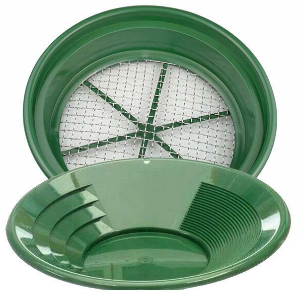 1/4" Mesh Large Gold Classifier Screen & 14" Green Gold Pan.