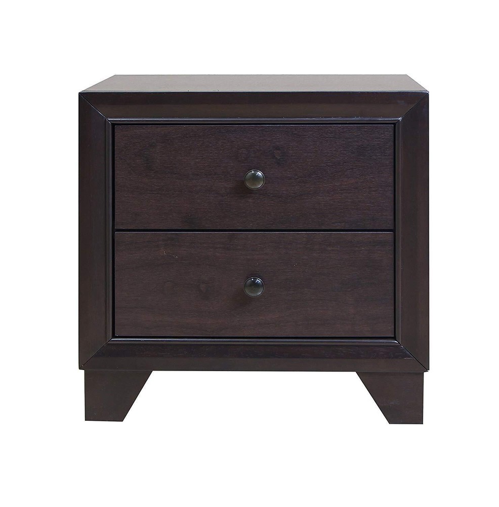 22 Espresso Two Drawers Solid Wood Nightstand