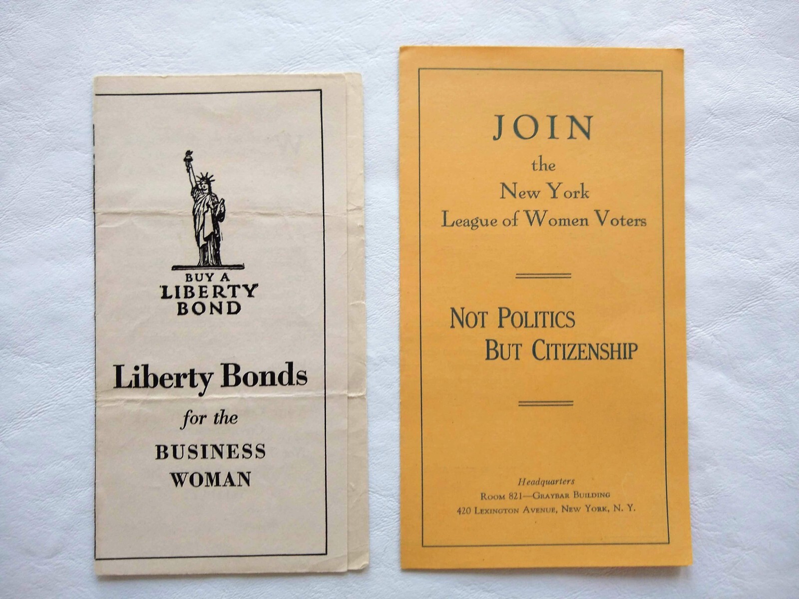 Women’s League, Voters, Liberty Bonds Lot of 4 Ephemera NYC & St Louis Paper