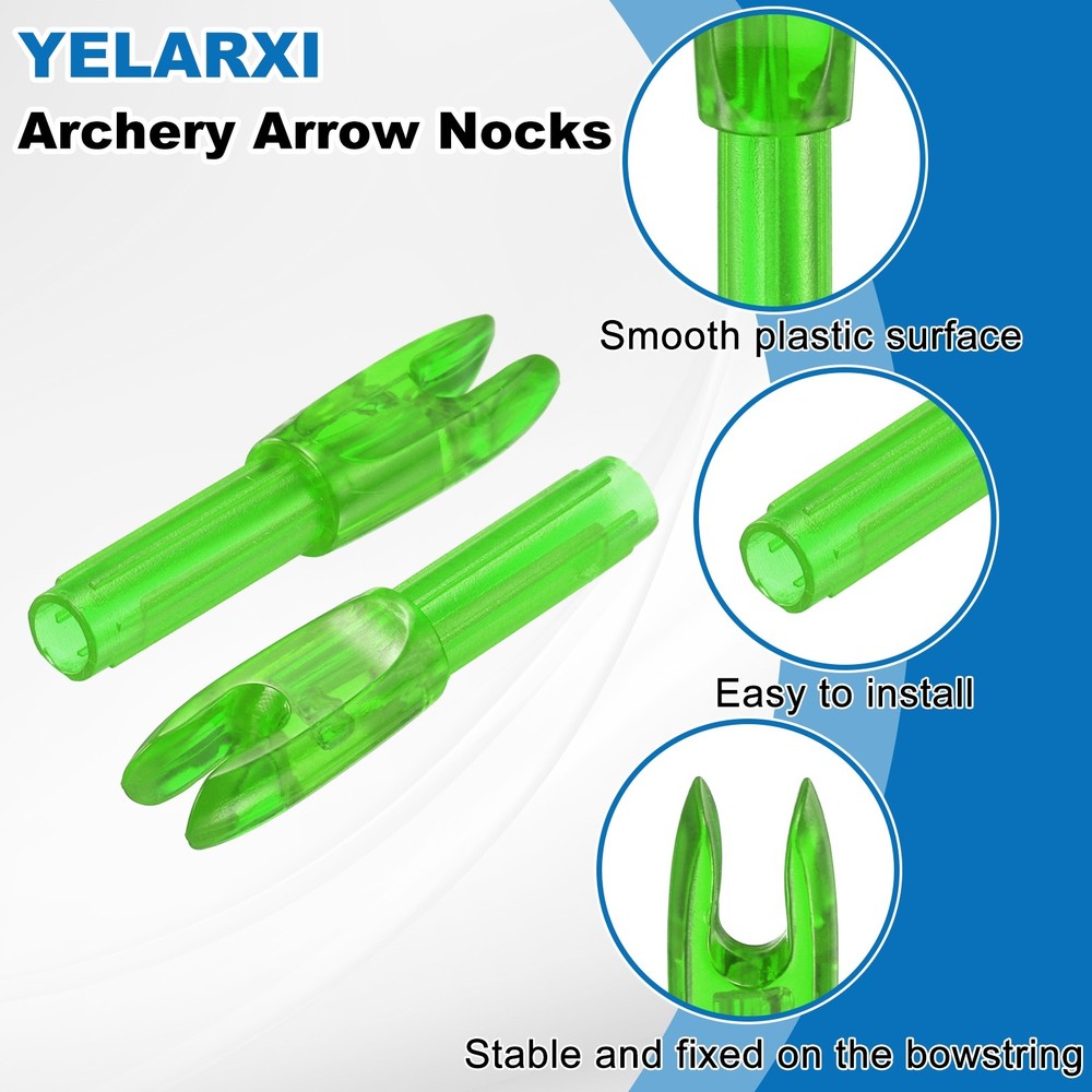 Archery Arrows Nocks 24 Pack Clear Green - for (Compound/Recurve Bow)