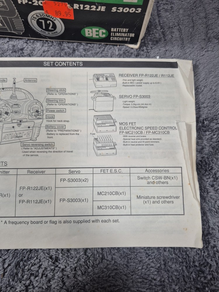 Futaba Attack 2 Controller With 2 Servo S3003 And Receiver Fp-r122je