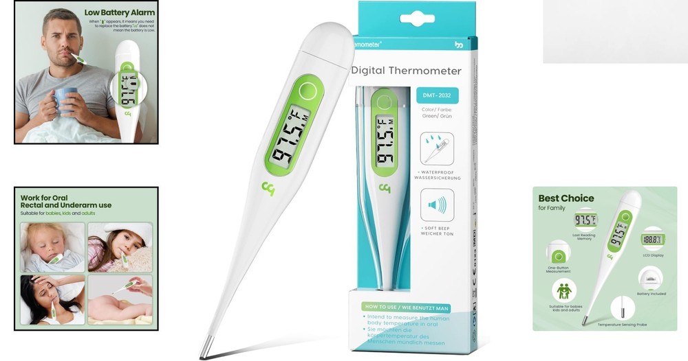Multi-Functional Digital Thermometer for All Ages - Fever Alert & Memory Recall