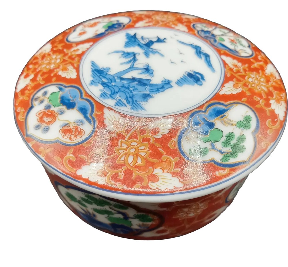CERAMIC TRINKET ROUND BOX DECORATIVE