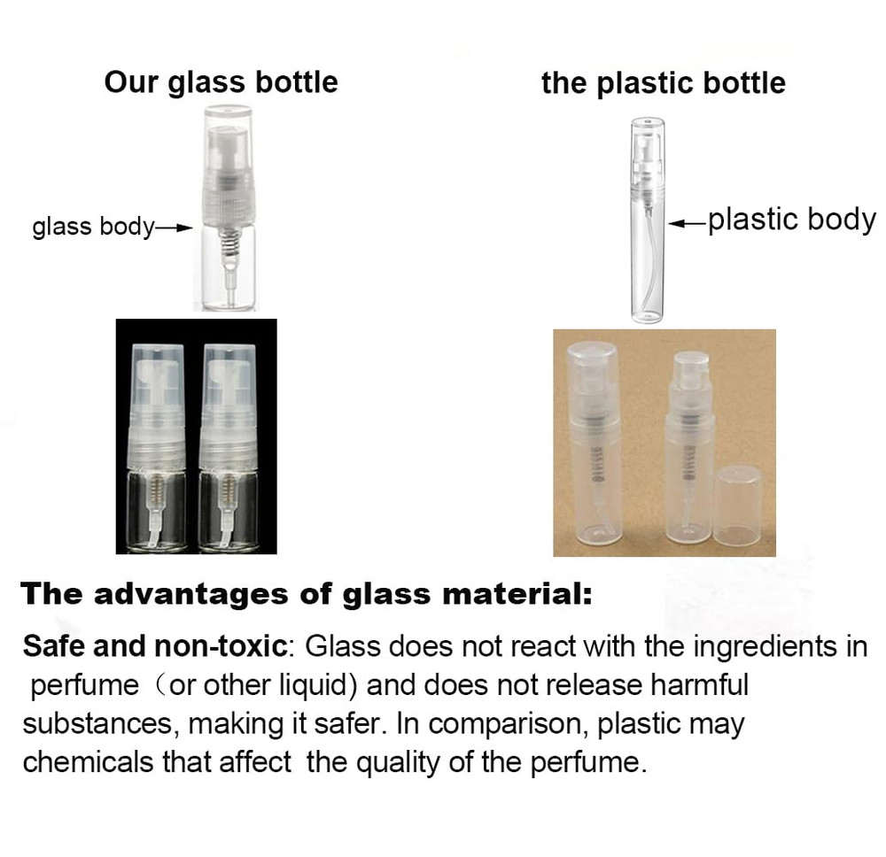2Ml Clear Glass Empty Bottle Spray Refillable Perfume Atomizer Bottles, 30 Pack