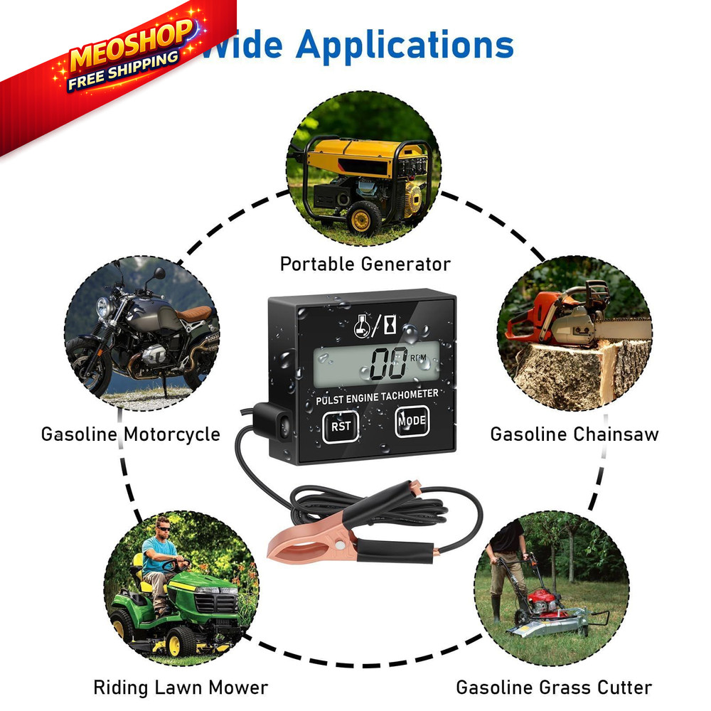 Linkstyle Small Engine Tachometer, Digital Tachometer Tach Gauge Reset...