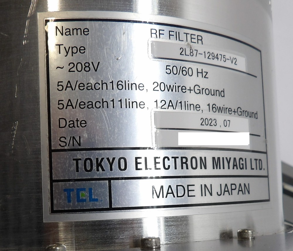 TEL Tokyo Electron 2L87-129475-V2 RF Filter Module Working Surplus