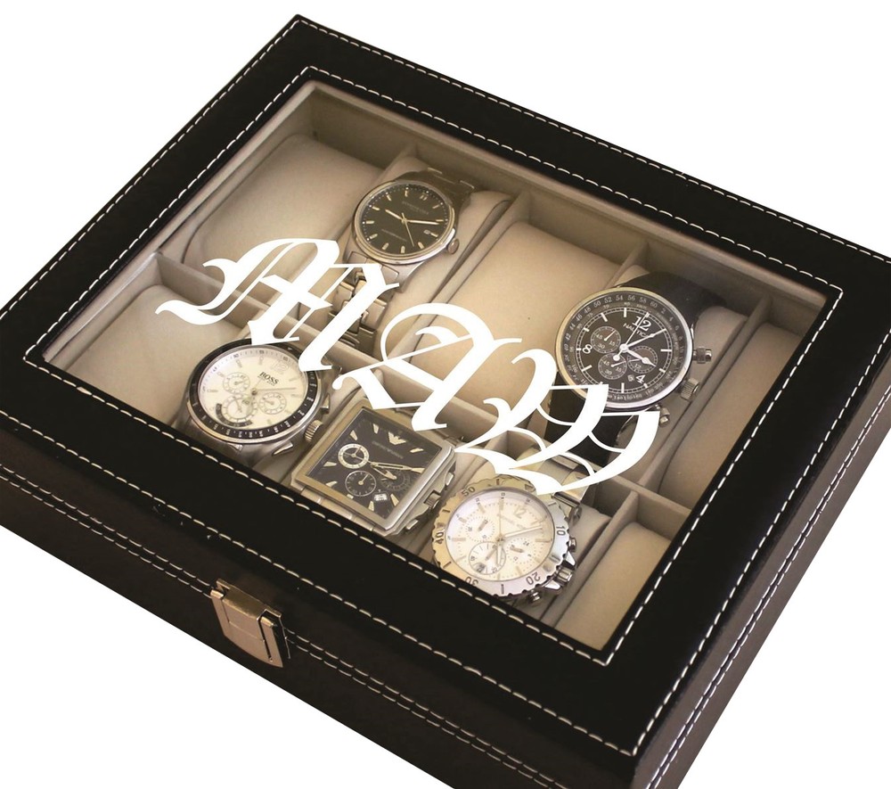 Personalized Black Watch Storage Box