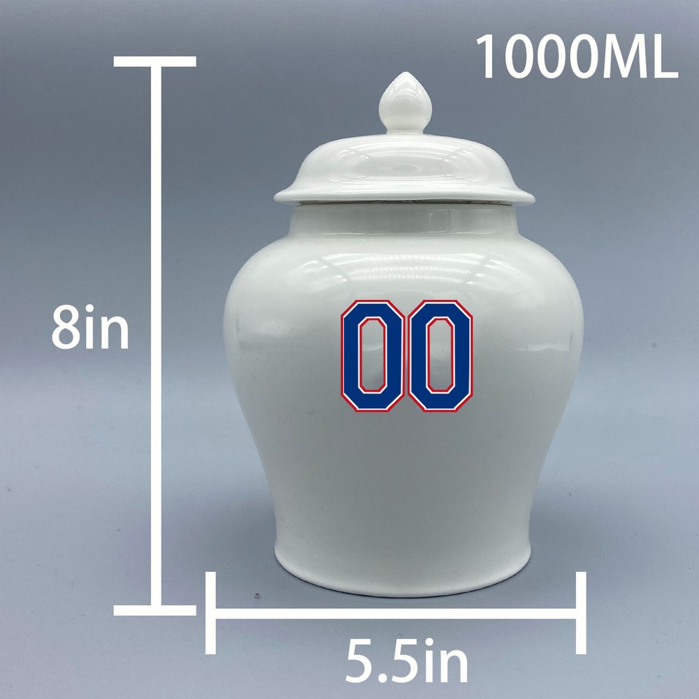 Ceramic Medium Urn for Texas Rangers Baseball Theme, Custom Text & Number