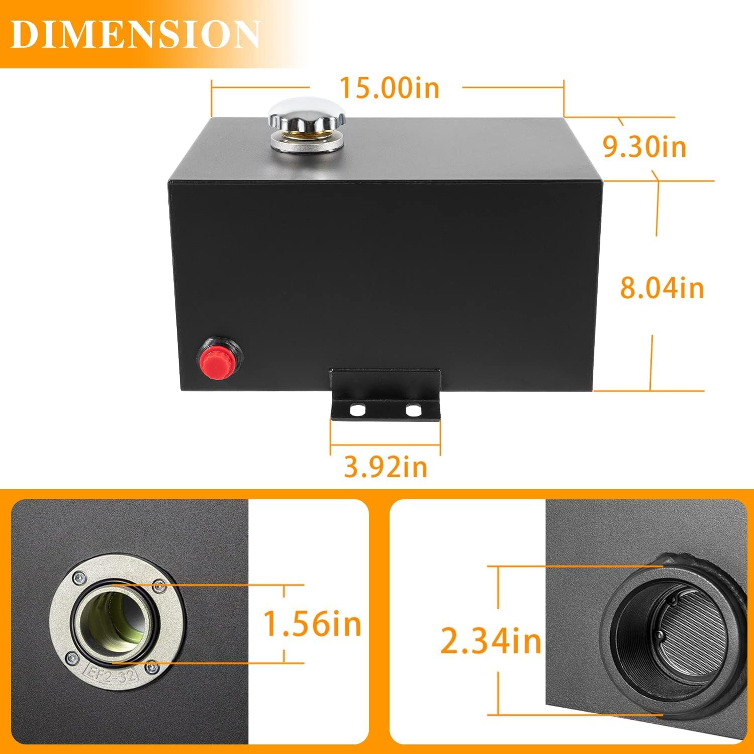 5 Gallon 14 Gauge Hydraulic Fluid Reservoir Tank,Inlet 1-1/2" & Outlet 3/4" FNPT