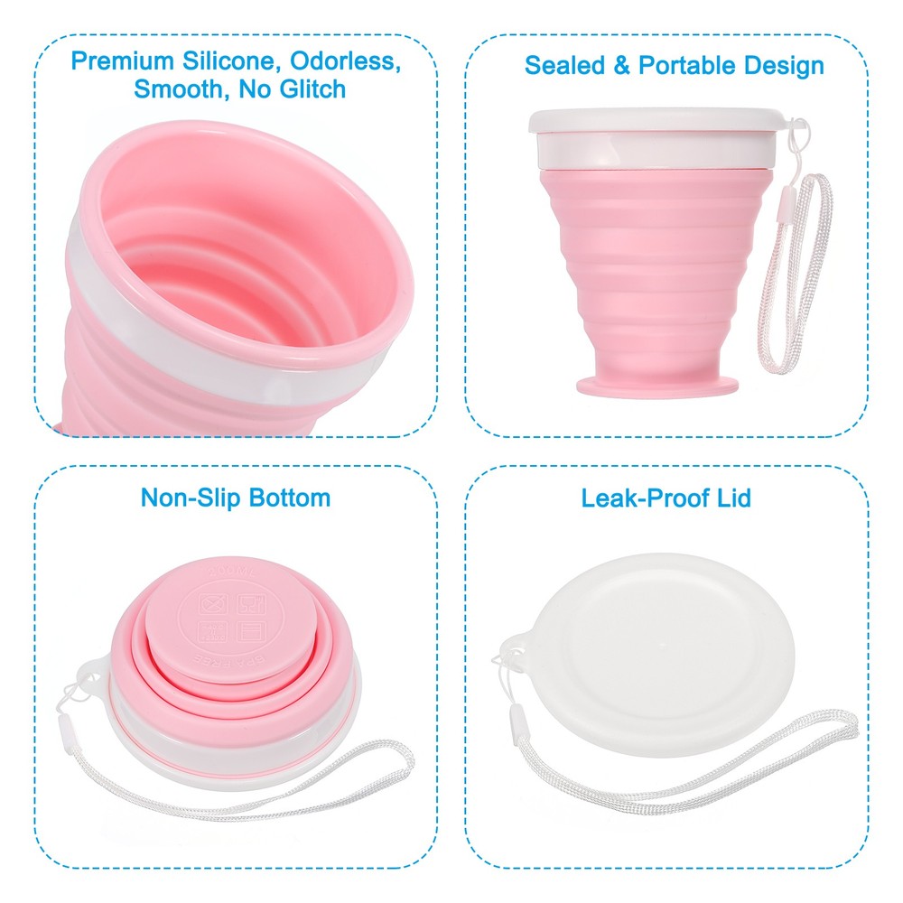 Folding water bottle, 200mL, pink