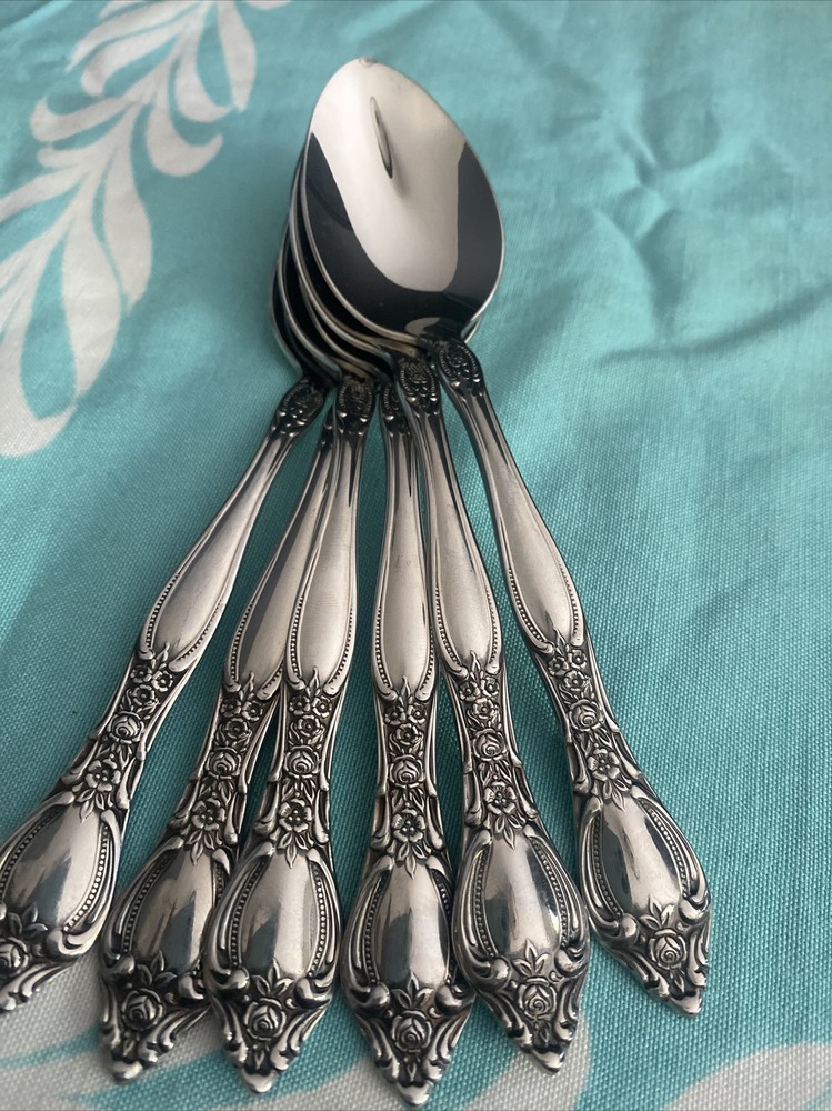 6 Oneida West Bend AFFECTION Stainless USA Glossy Teaspoons Flatware