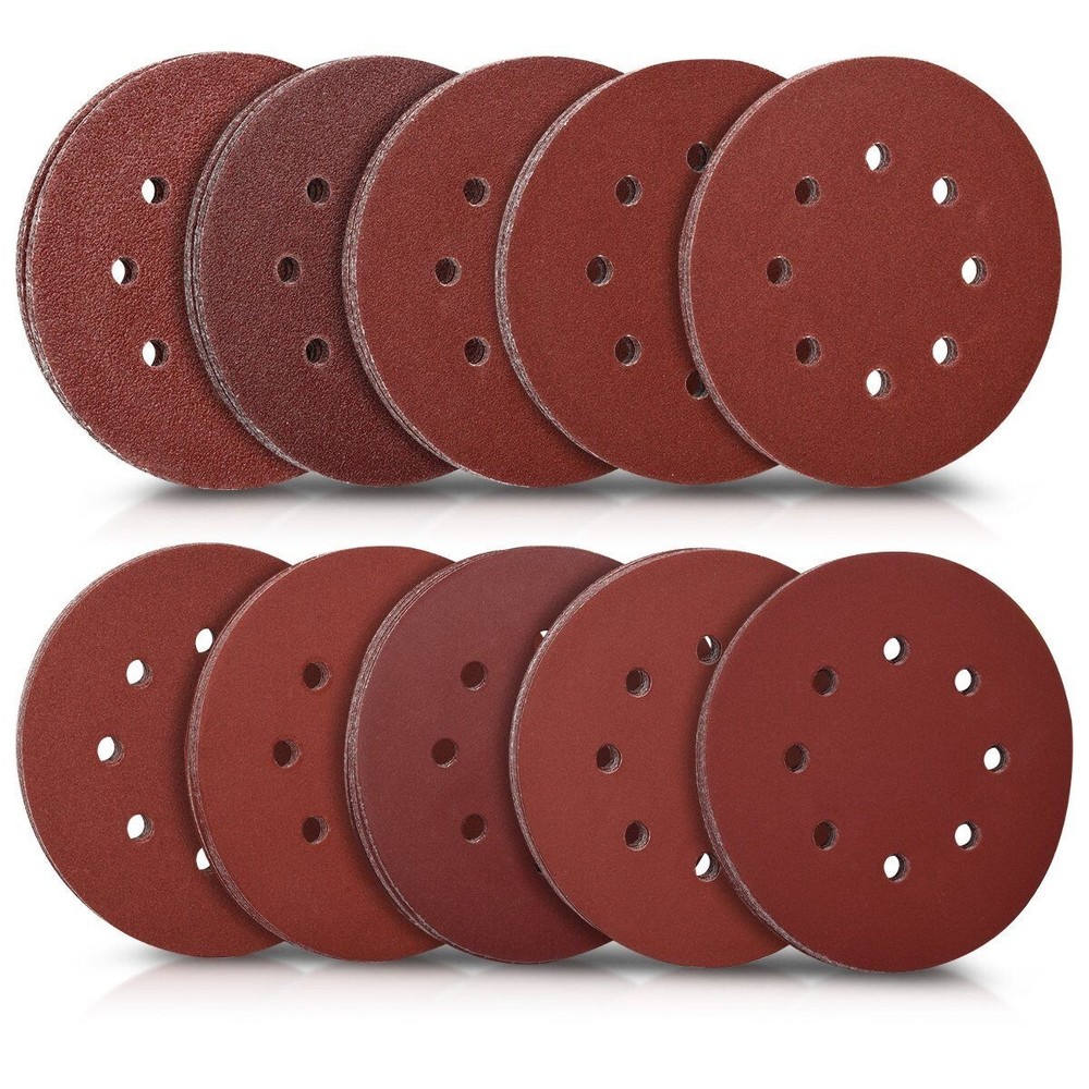 5" (125mm) Sanding Discs 8-Hole Hook&Loop P40-P2000 for Random Orbital Sander